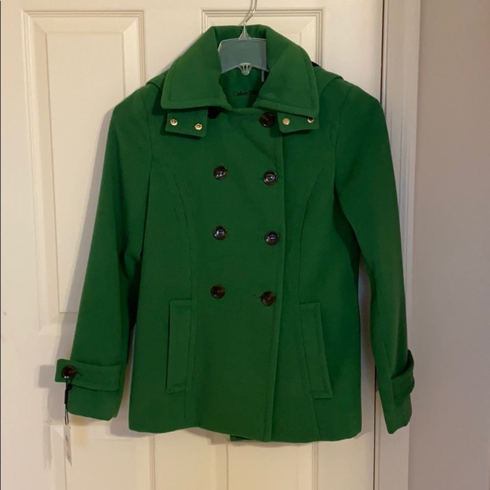 Calvin Klein hooded double breasted coat.